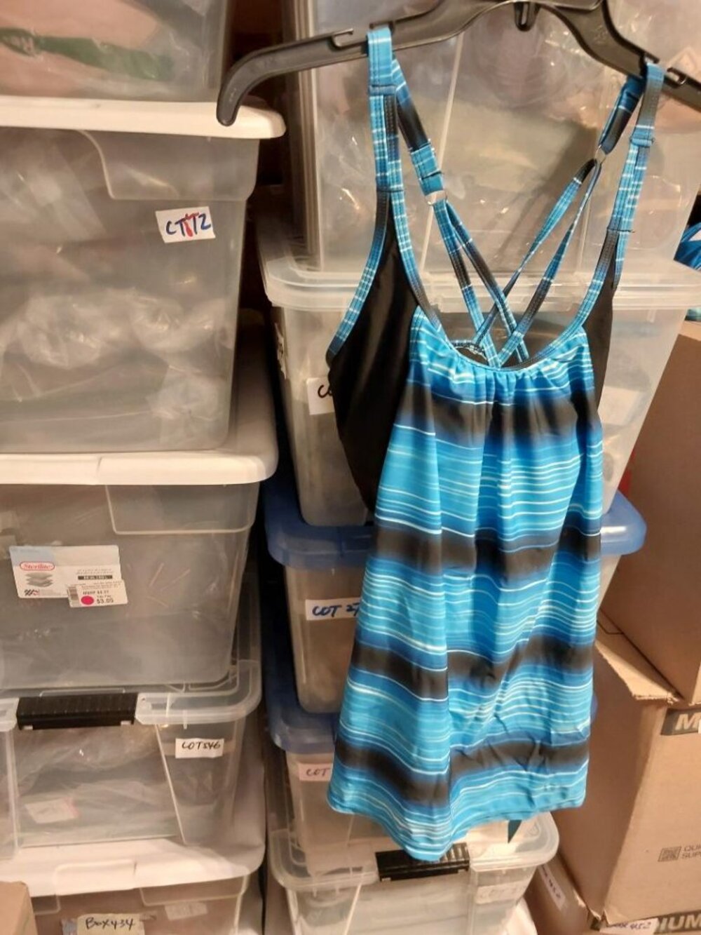 NEW TAG ! WMN Yonique Padded Bra Adjustable Wide Straps Tankini Swimsuit Sz M